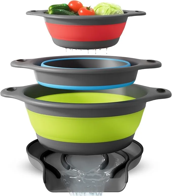 Gevoli Collapsible Colanders 4PC Set: Your Space-Saving, No-Mess Kitchen Hero! 🌟 - Image 2