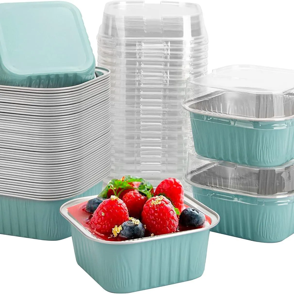 30Pack 5oz Mini Square Baking Cups with Lids - Image 10