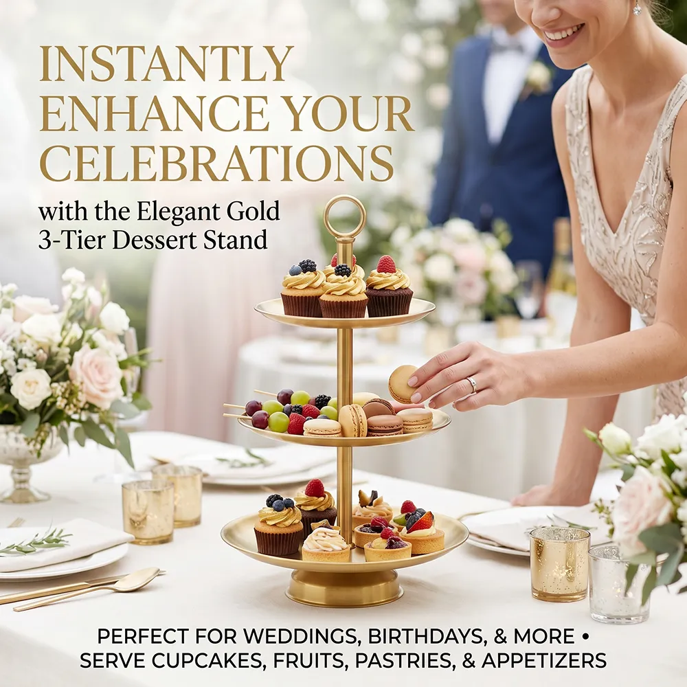 🍰 Elegant 3-Tier Stainless Steel Dessert Stand