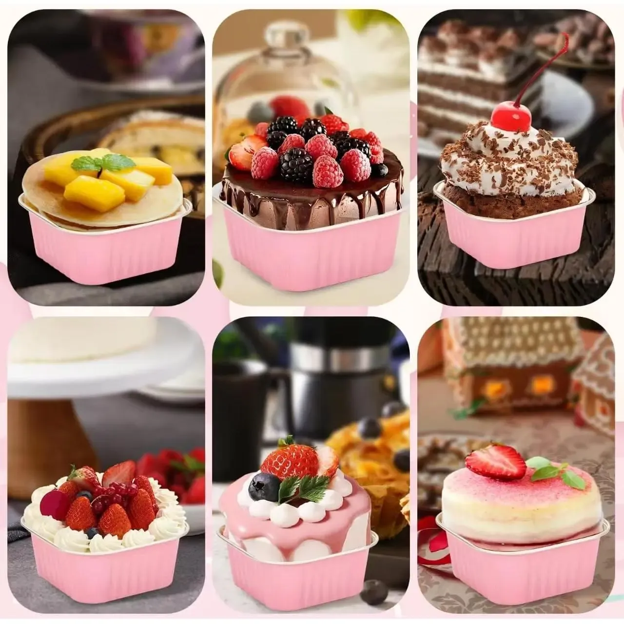 30Pack 5oz Mini Square Baking Cups with Lids - Image 7