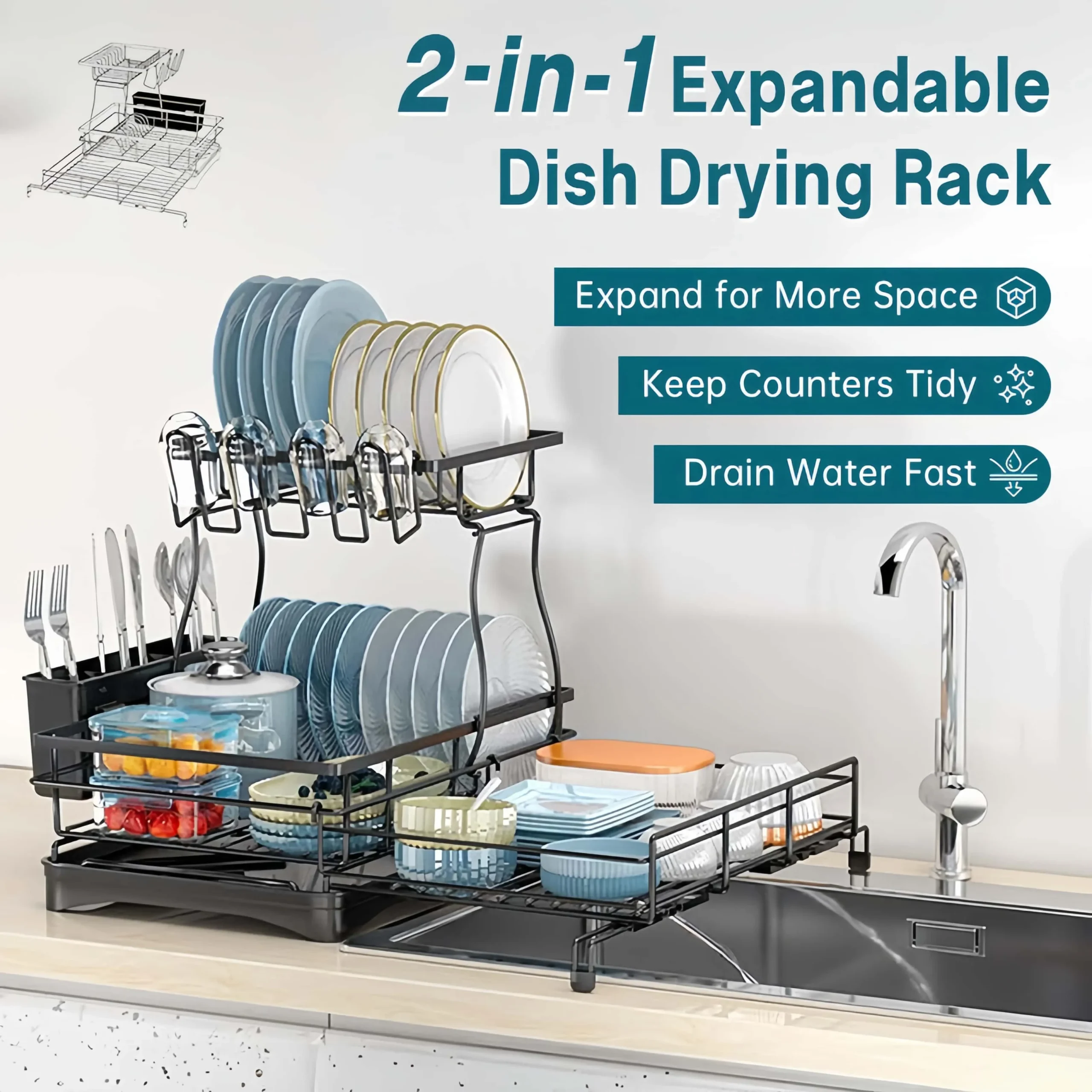 Dish Drying Rack Ends Counter Clutter Fast ✨