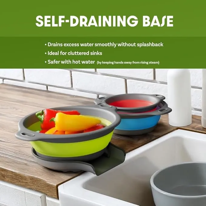 Gevoli Collapsible Colanders 4PC Set: Your Space-Saving, No-Mess Kitchen Hero! 🌟 - Image 7