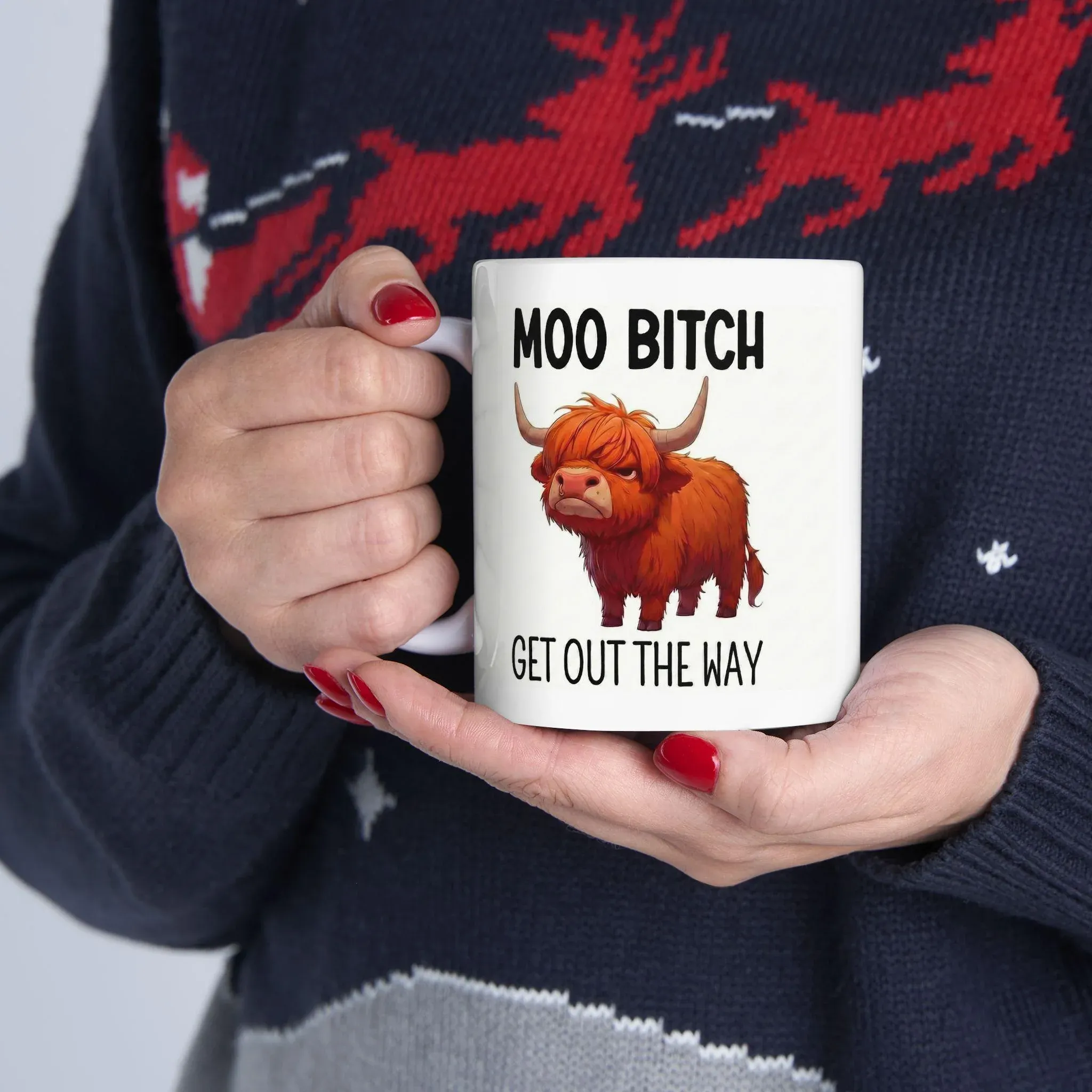 💥49% OFF⏰Moo Bitch Get Out The Way Highland Cow Mug - Image 3