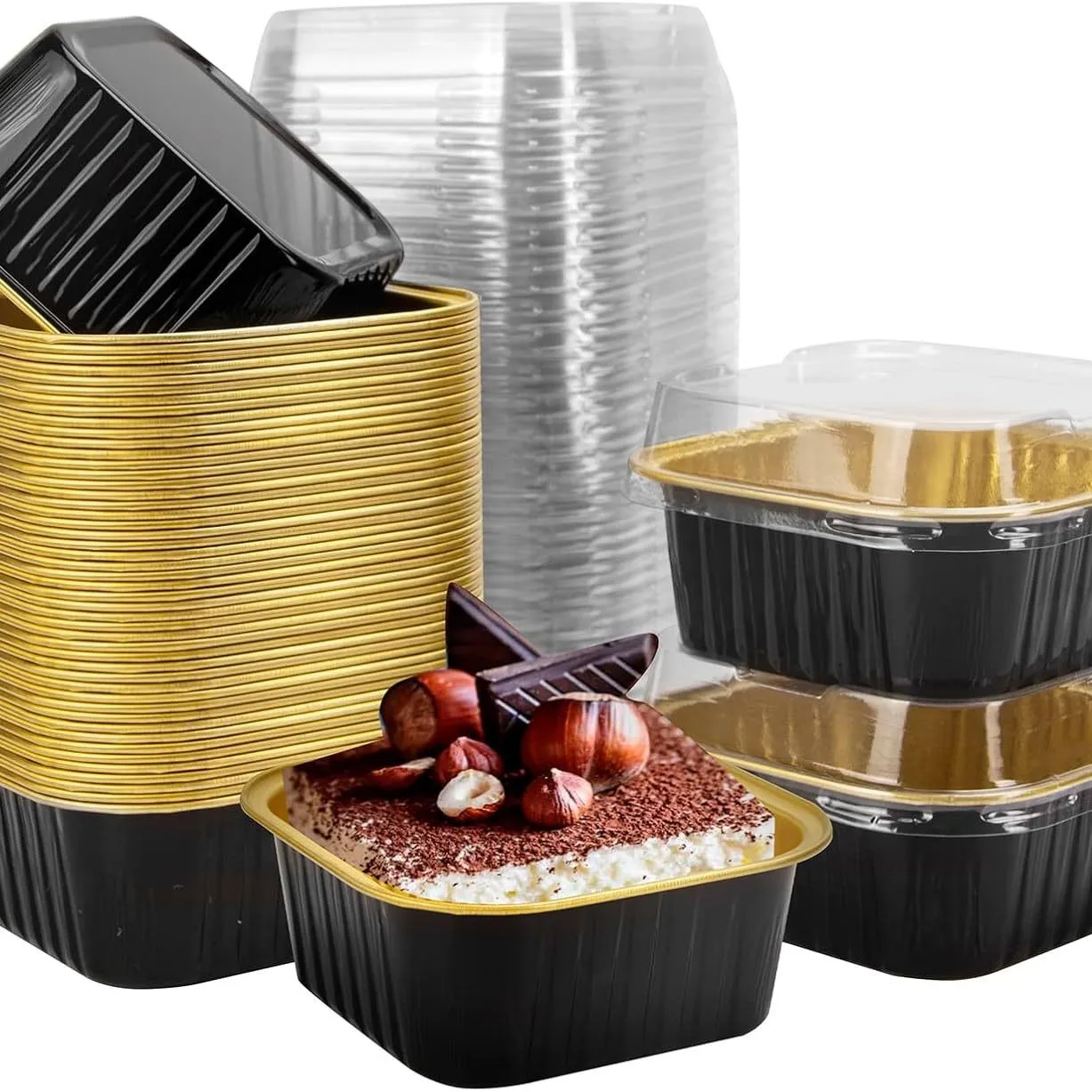 30Pack 5oz Mini Square Baking Cups with Lids - Image 12