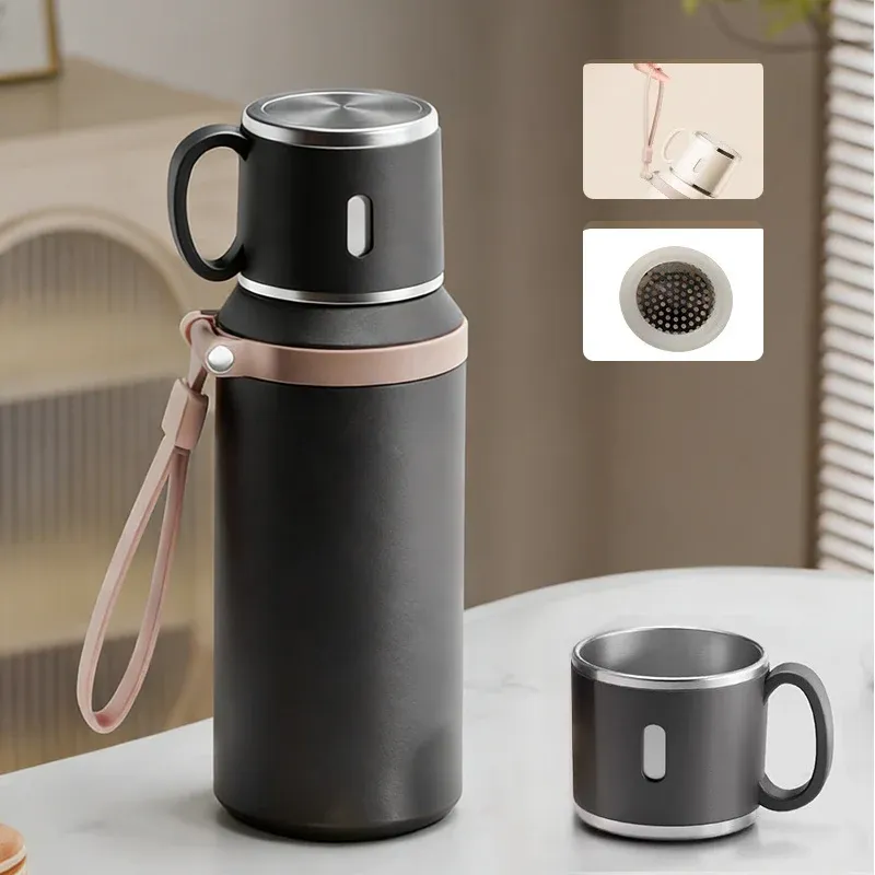 Stainless Steel Vacuum-Insulated Bottle with Lidded Cup - Image 11