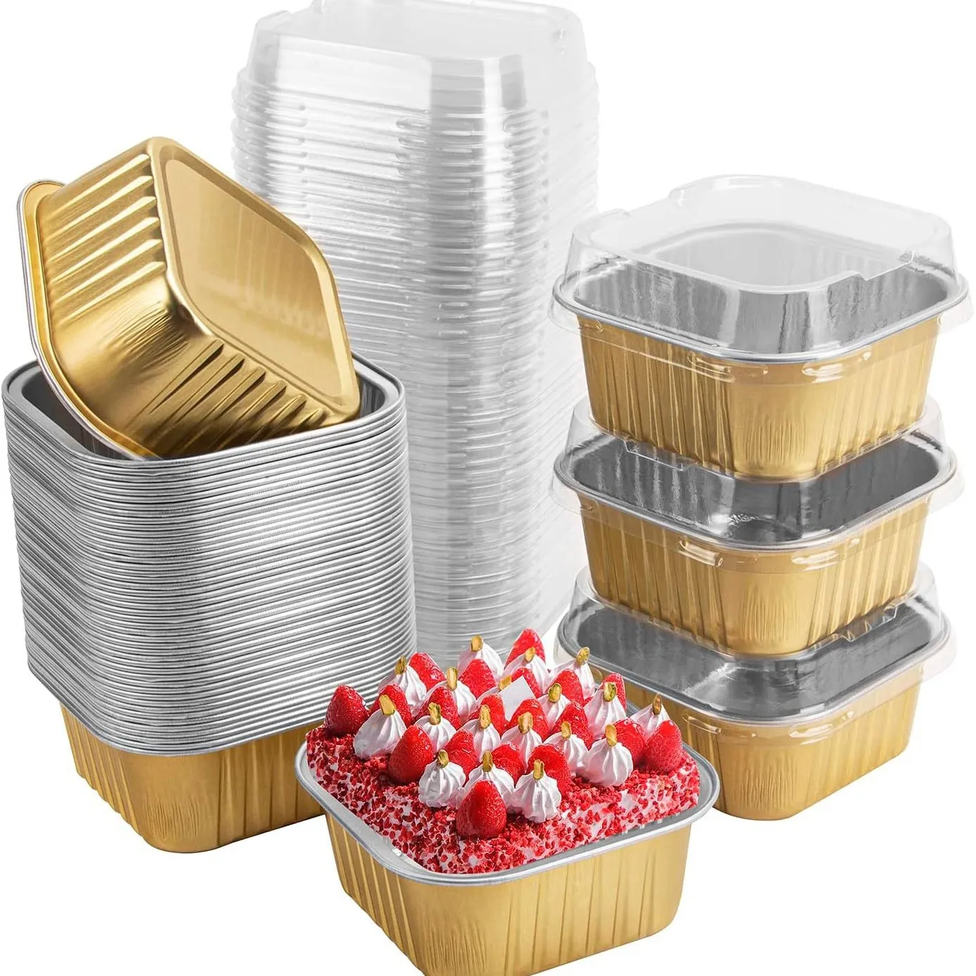 30Pack 5oz Mini Square Baking Cups with Lids - Image 11