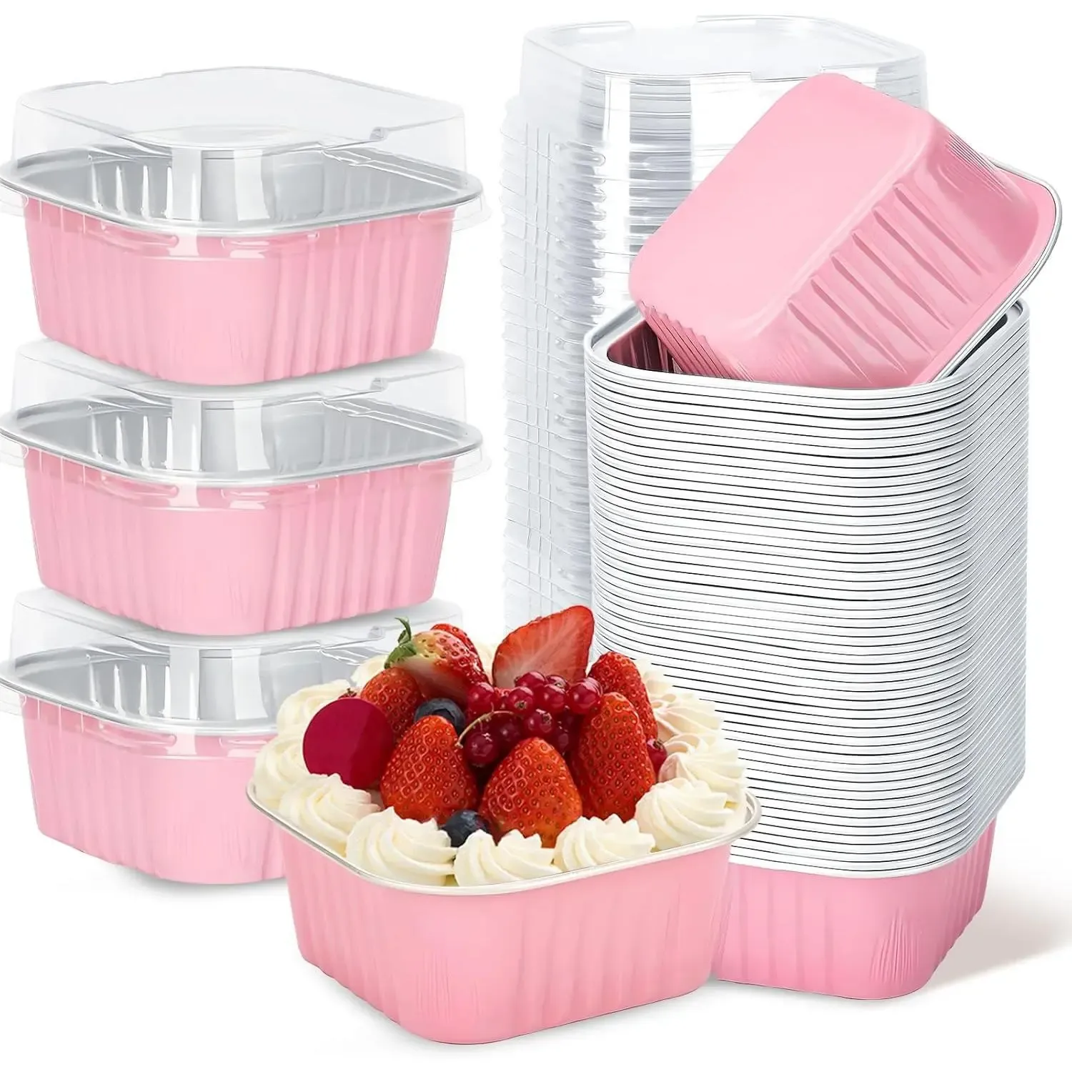 30Pack 5oz Mini Square Baking Cups with Lids - Image 9