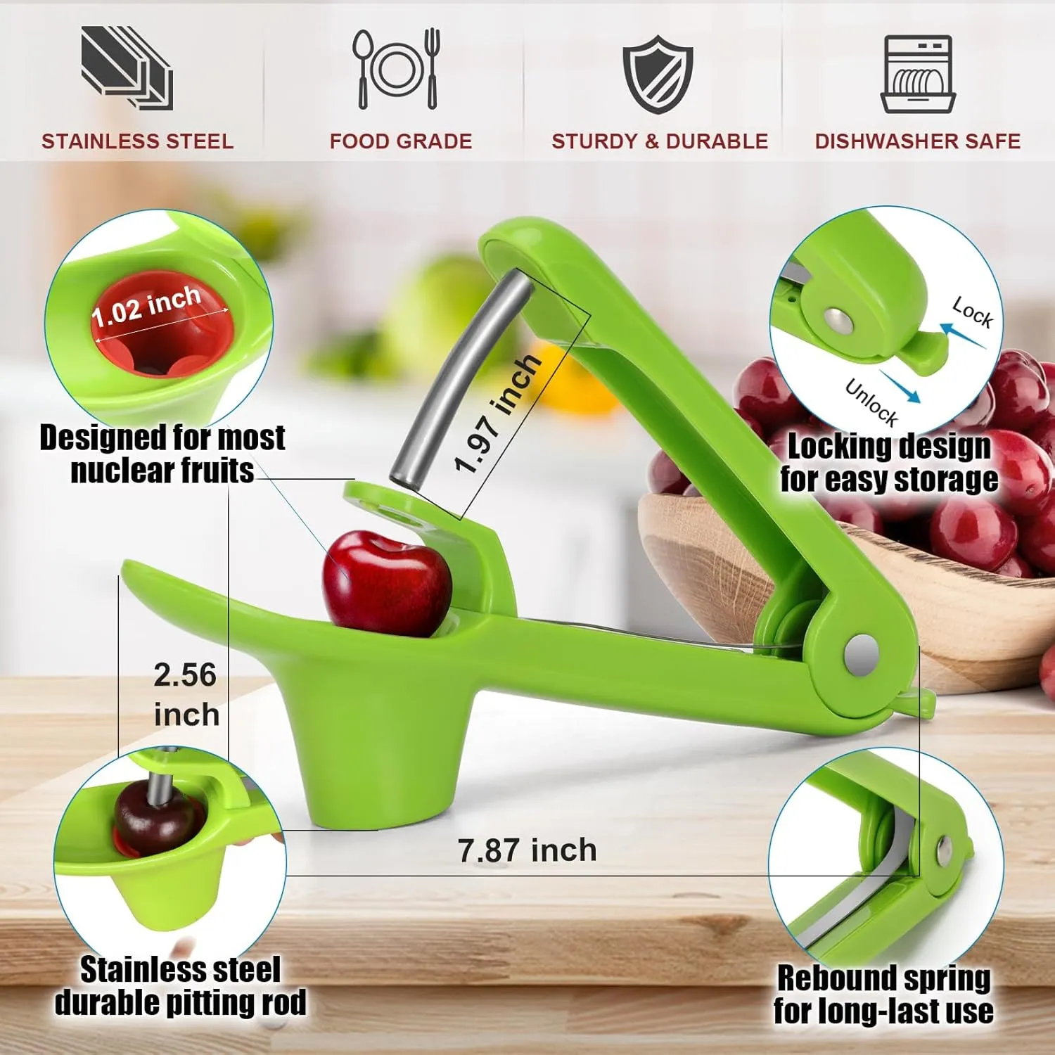 Stainless Steel Cherry Corer Pitter - Image 3