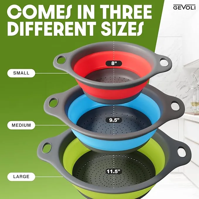 Gevoli Collapsible Colanders 4PC Set: Your Space-Saving, No-Mess Kitchen Hero! 🌟 - Image 9