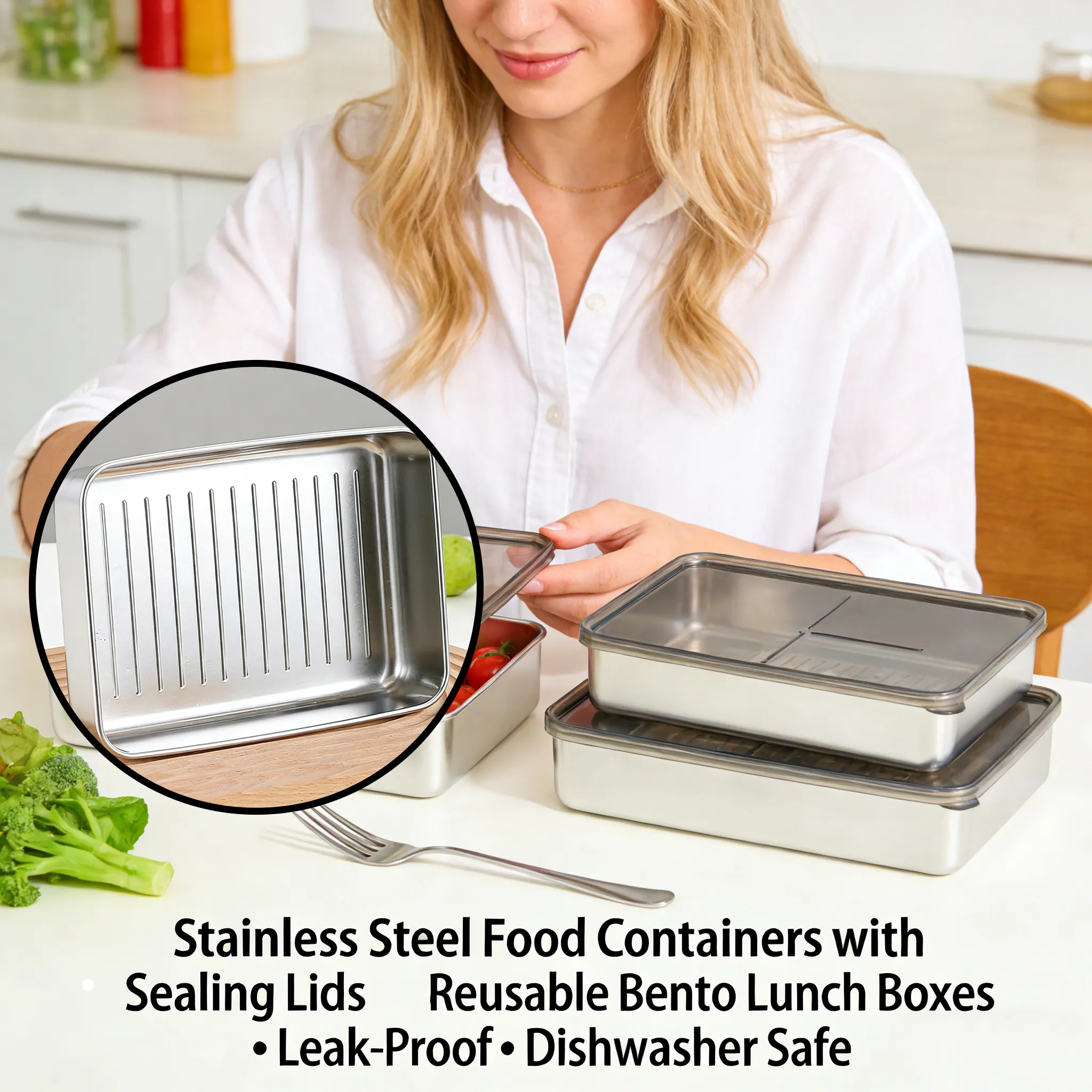 Stainless Steel Food Containers with Sealing Lids🥗 - Image 3