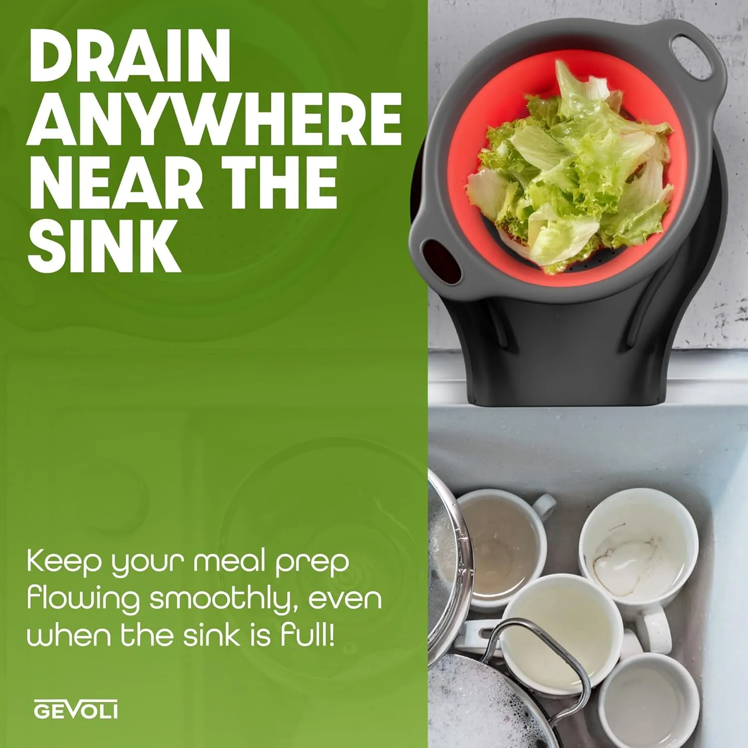 Gevoli Collapsible Colanders 4PC Set: Your Space-Saving, No-Mess Kitchen Hero! 🌟 - Image 11