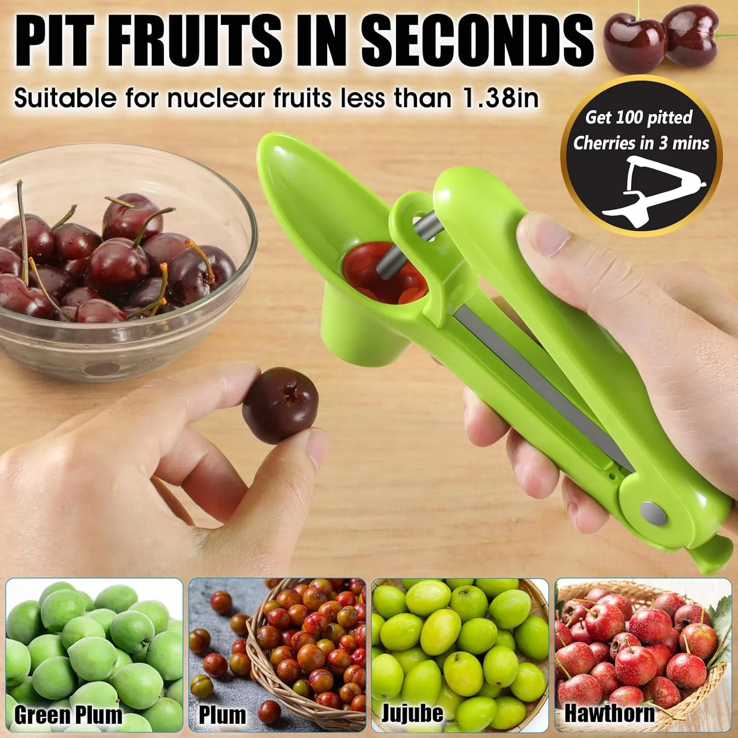 Stainless Steel Cherry Corer Pitter - Image 2