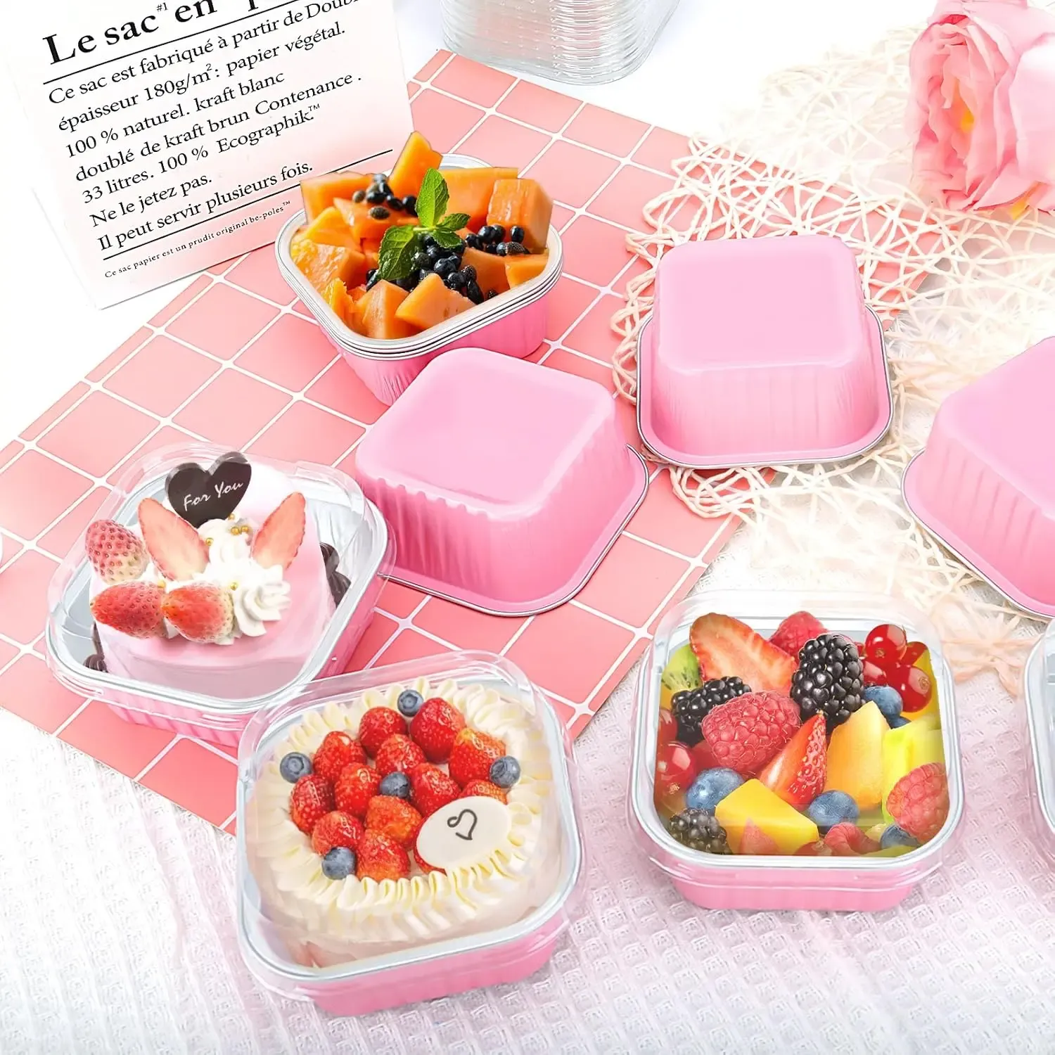 30Pack 5oz Mini Square Baking Cups with Lids - Image 8