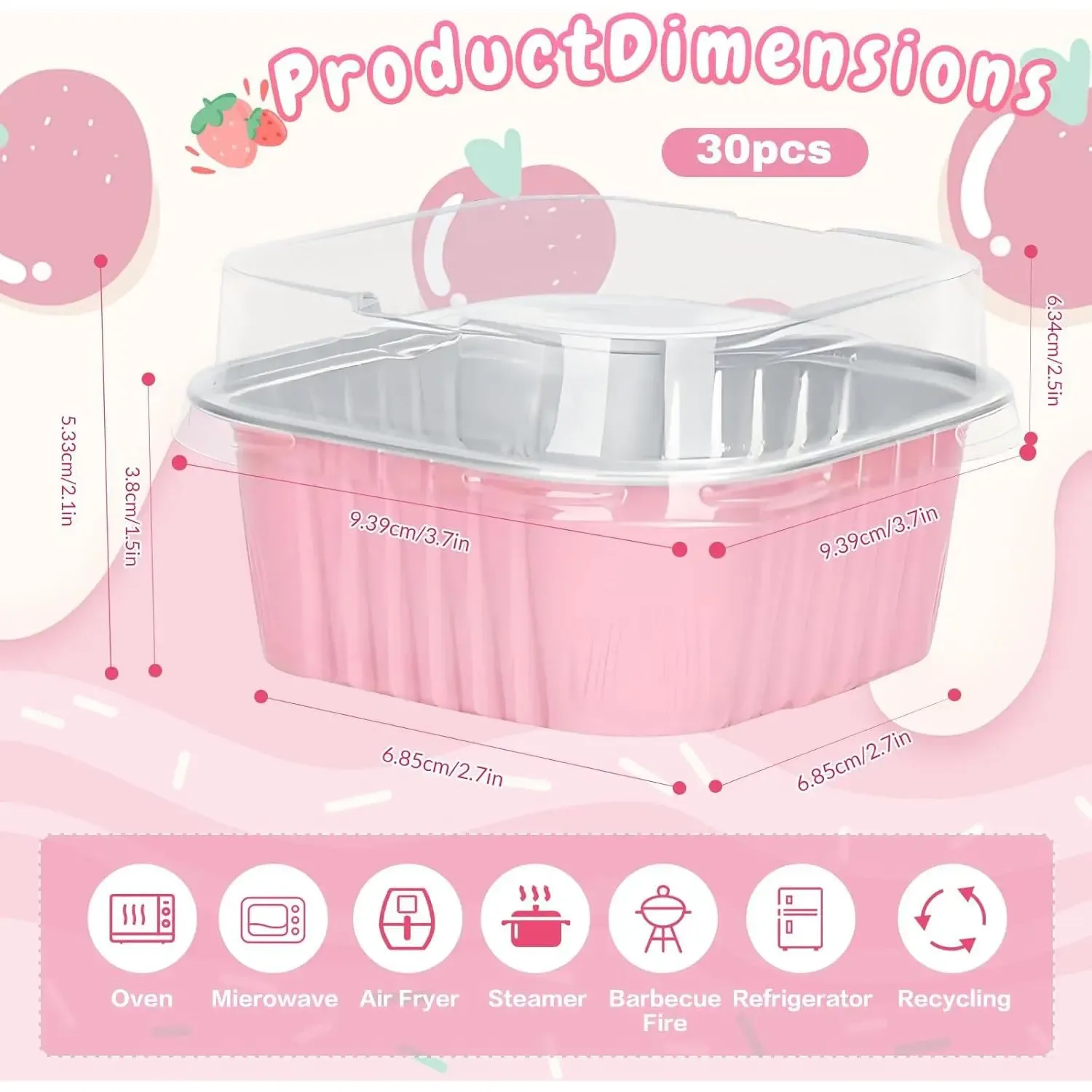 30Pack 5oz Mini Square Baking Cups with Lids - Image 5