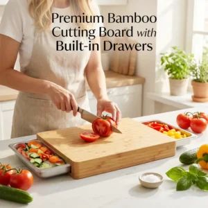 🥦Wooden Cutting Board with Slide-Out Trays