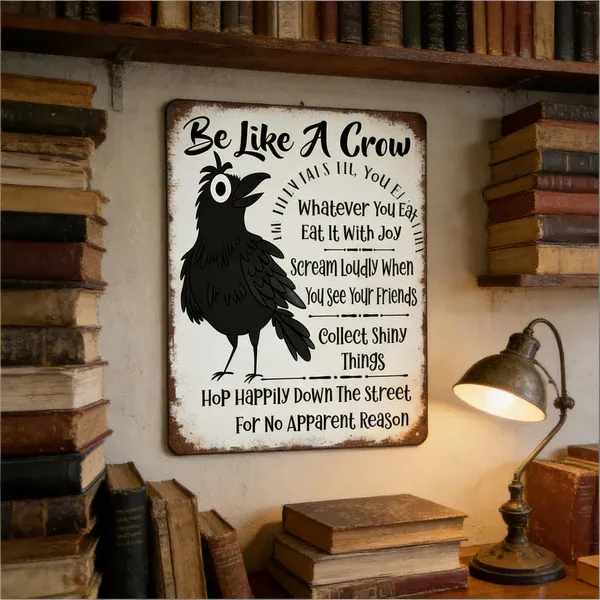 π¦ββ¬Be Like A Crow Vintage Metal Sign β Funny Positive Wall Artβ¨ - Image 8