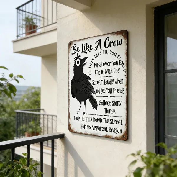 π¦ββ¬Be Like A Crow Vintage Metal Sign β Funny Positive Wall Artβ¨ - Image 7