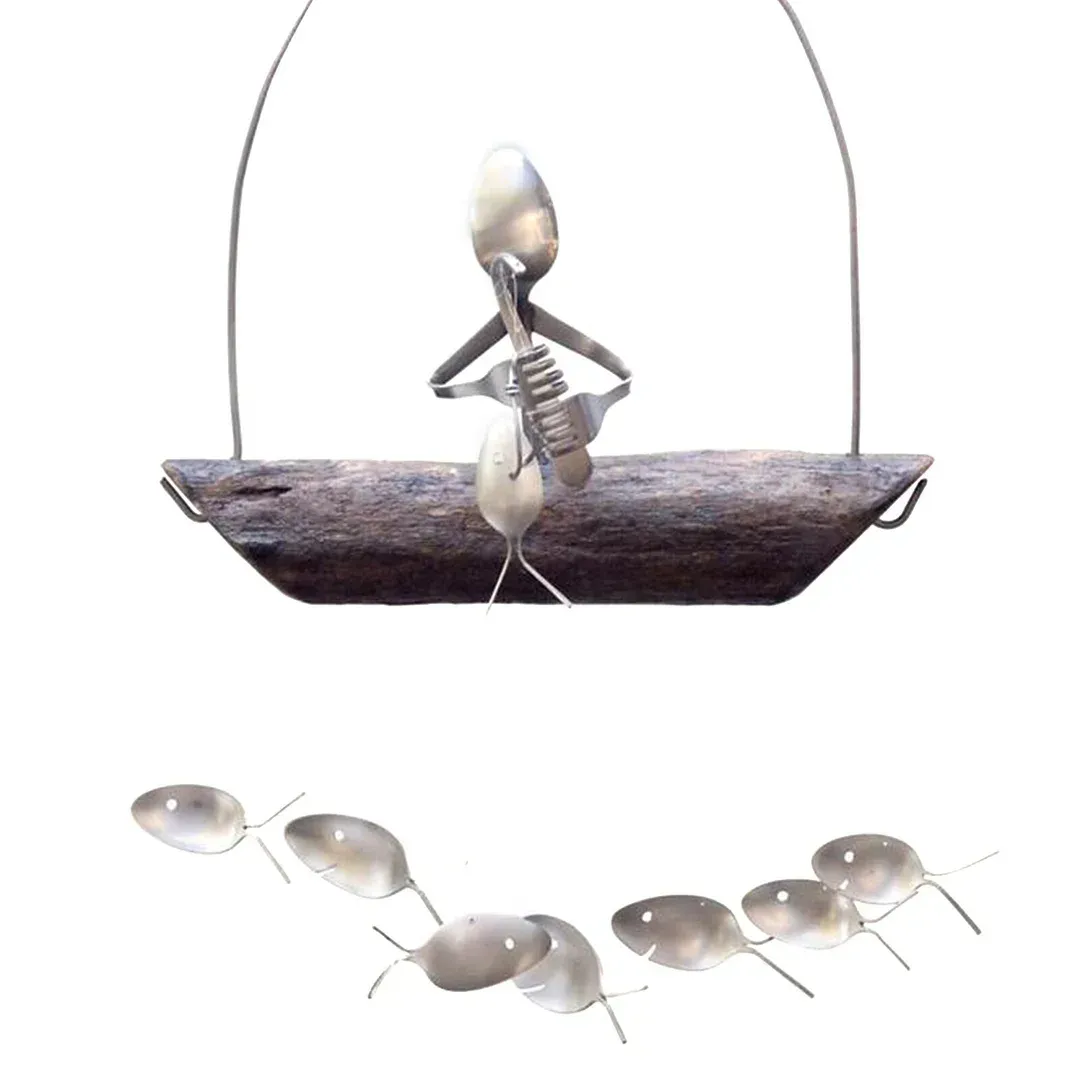 ❤️Handcrafted Fisherman's Spoon Fish Sculpture Wind Chime - Image 11