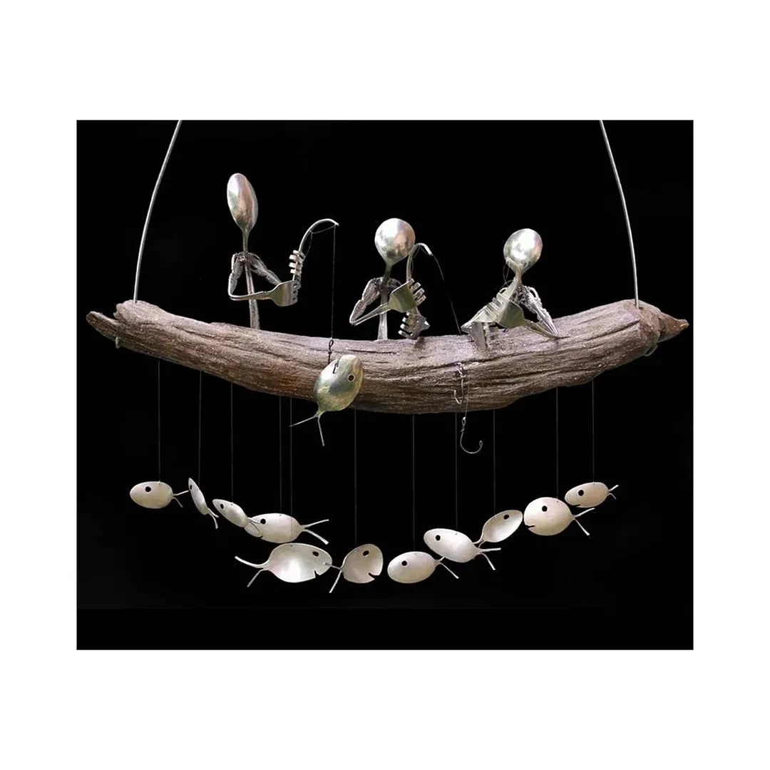 ❤️Handcrafted Fisherman's Spoon Fish Sculpture Wind Chime - Image 9