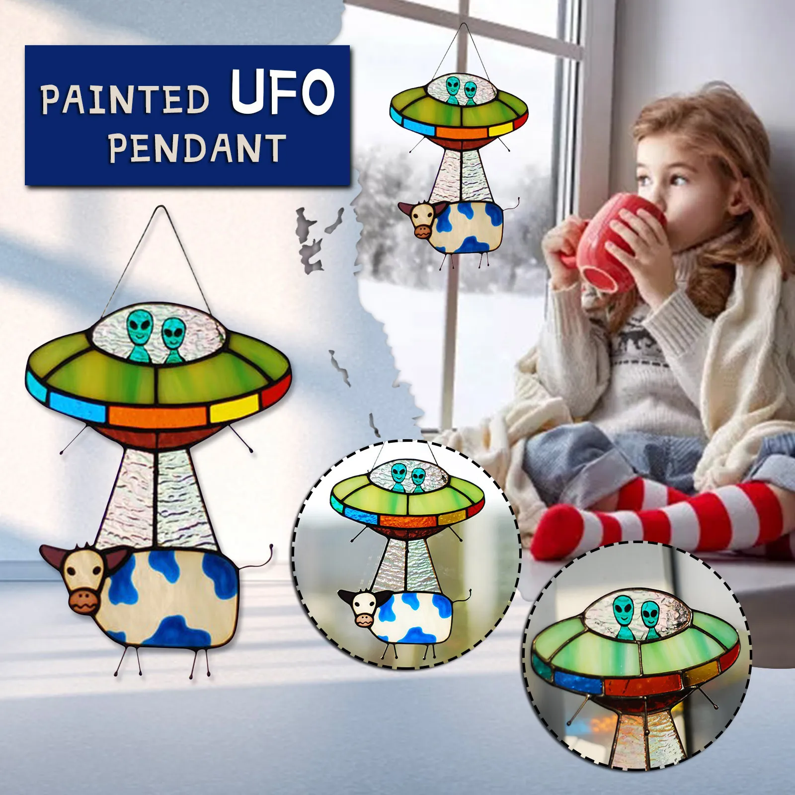 ๐ธUFO Abduction a Cow Stained Suncatcher๐ฎโจ - Image 2