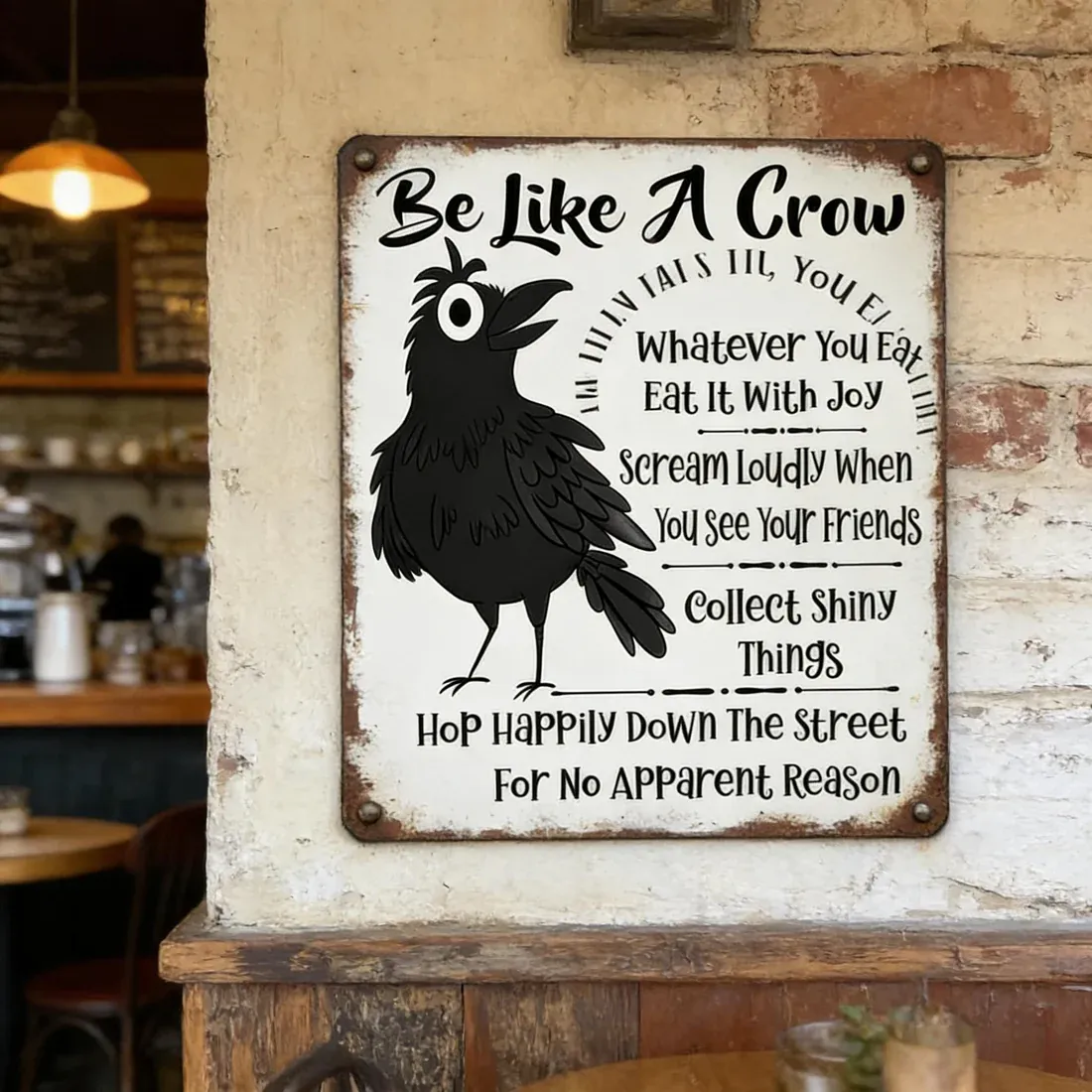 π¦ββ¬Be Like A Crow Vintage Metal Sign β Funny Positive Wall Artβ¨ - Image 4