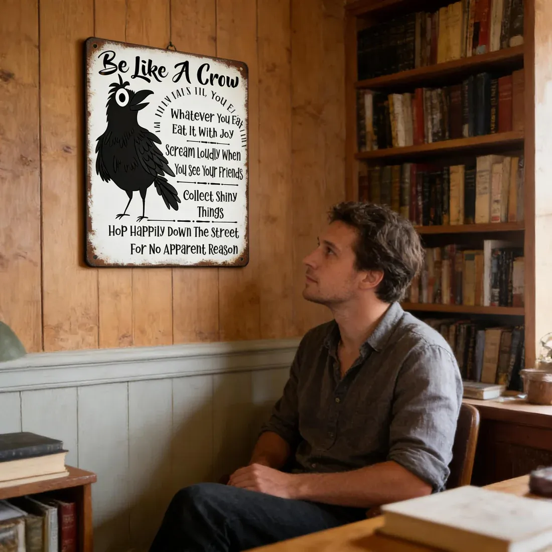 π¦ββ¬Be Like A Crow Vintage Metal Sign β Funny Positive Wall Artβ¨ - Image 2