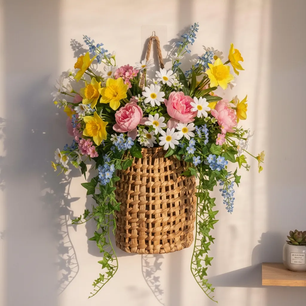 Handwoven Door Hanging Flower Basket - Image 3