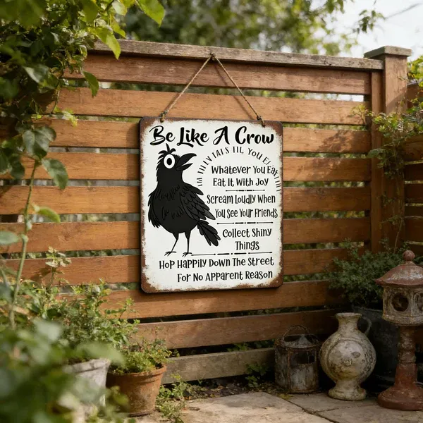 π¦ββ¬Be Like A Crow Vintage Metal Sign β Funny Positive Wall Artβ¨ - Image 6