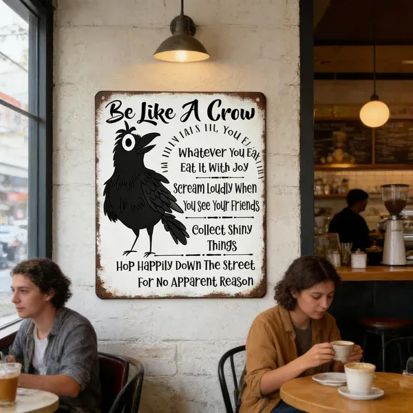 π¦ββ¬Be Like A Crow Vintage Metal Sign β Funny Positive Wall Artβ¨
