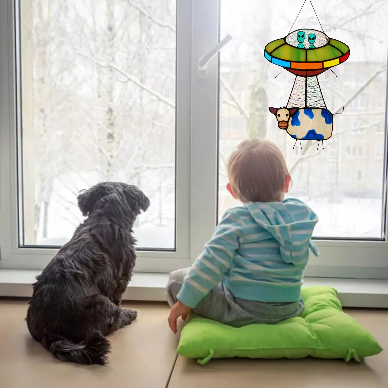 ๐ธUFO Abduction a Cow Stained Suncatcher๐ฎโจ - Image 6