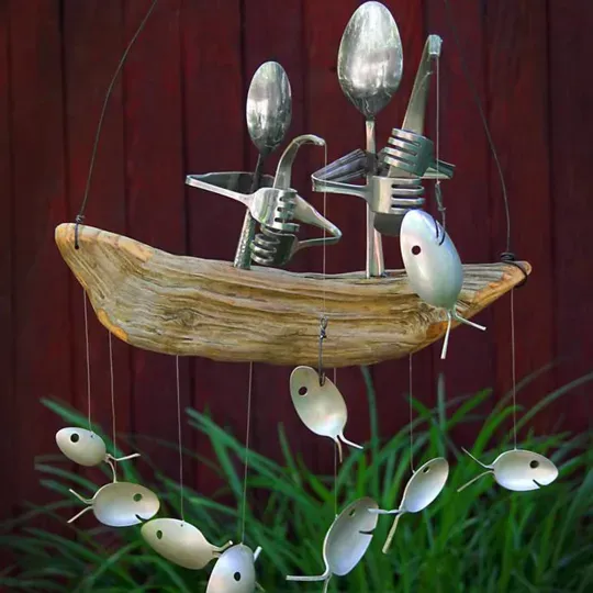 ❤️Handcrafted Fisherman's Spoon Fish Sculpture Wind Chime - Image 8