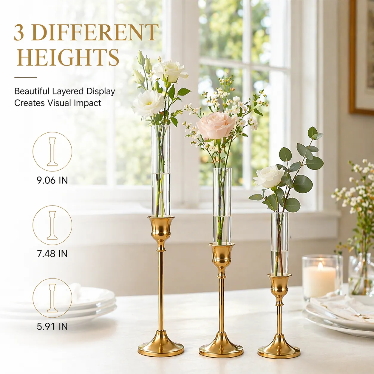 🌷 Gold Bell Candle Holder & Vase Set - Image 5