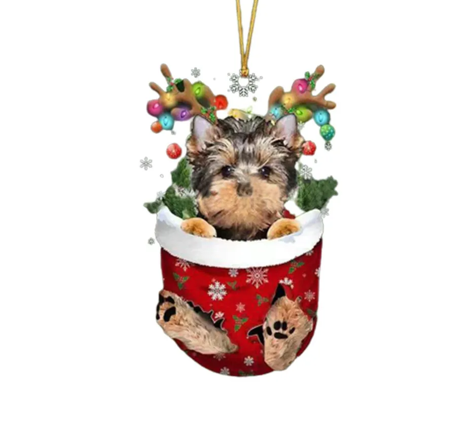 RED Goldendoodle In Snow Pocket Ornament - Image 5