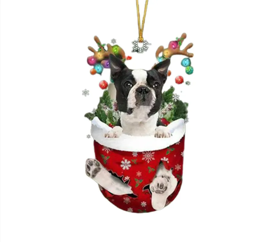 RED Goldendoodle In Snow Pocket Ornament - Image 4