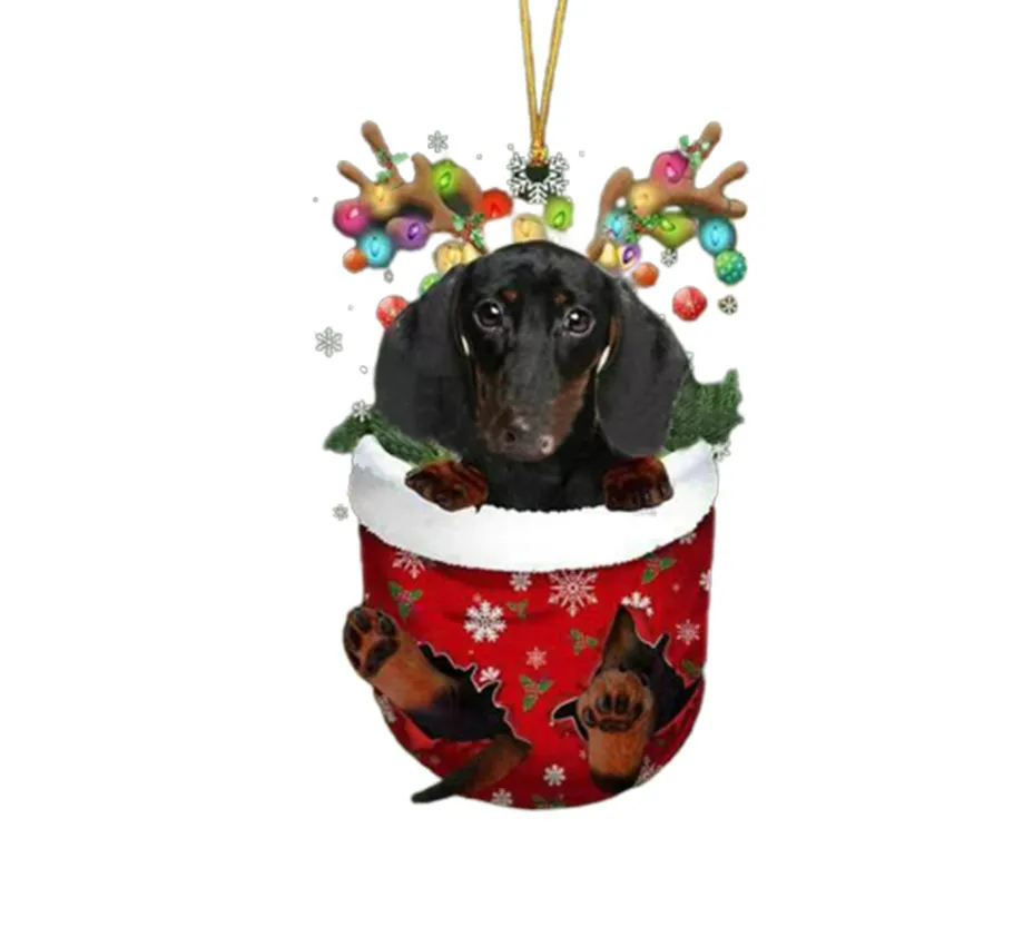 RED Goldendoodle In Snow Pocket Ornament - Image 6