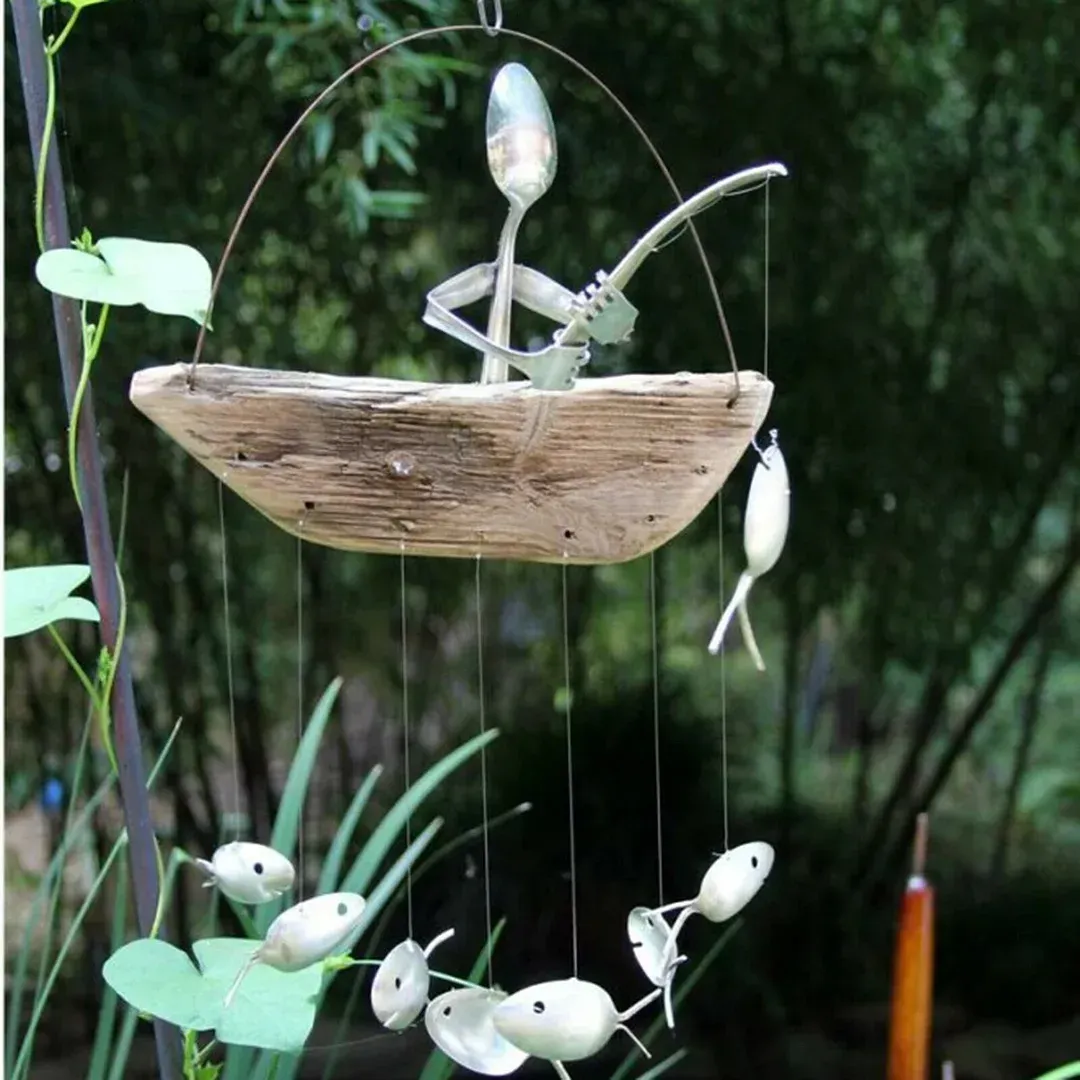 ❤️Handcrafted Fisherman's Spoon Fish Sculpture Wind Chime - Image 2