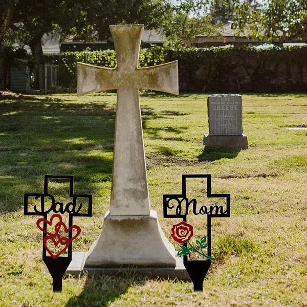 Cemetery Memorial Cross Stake for Parents - Image 9