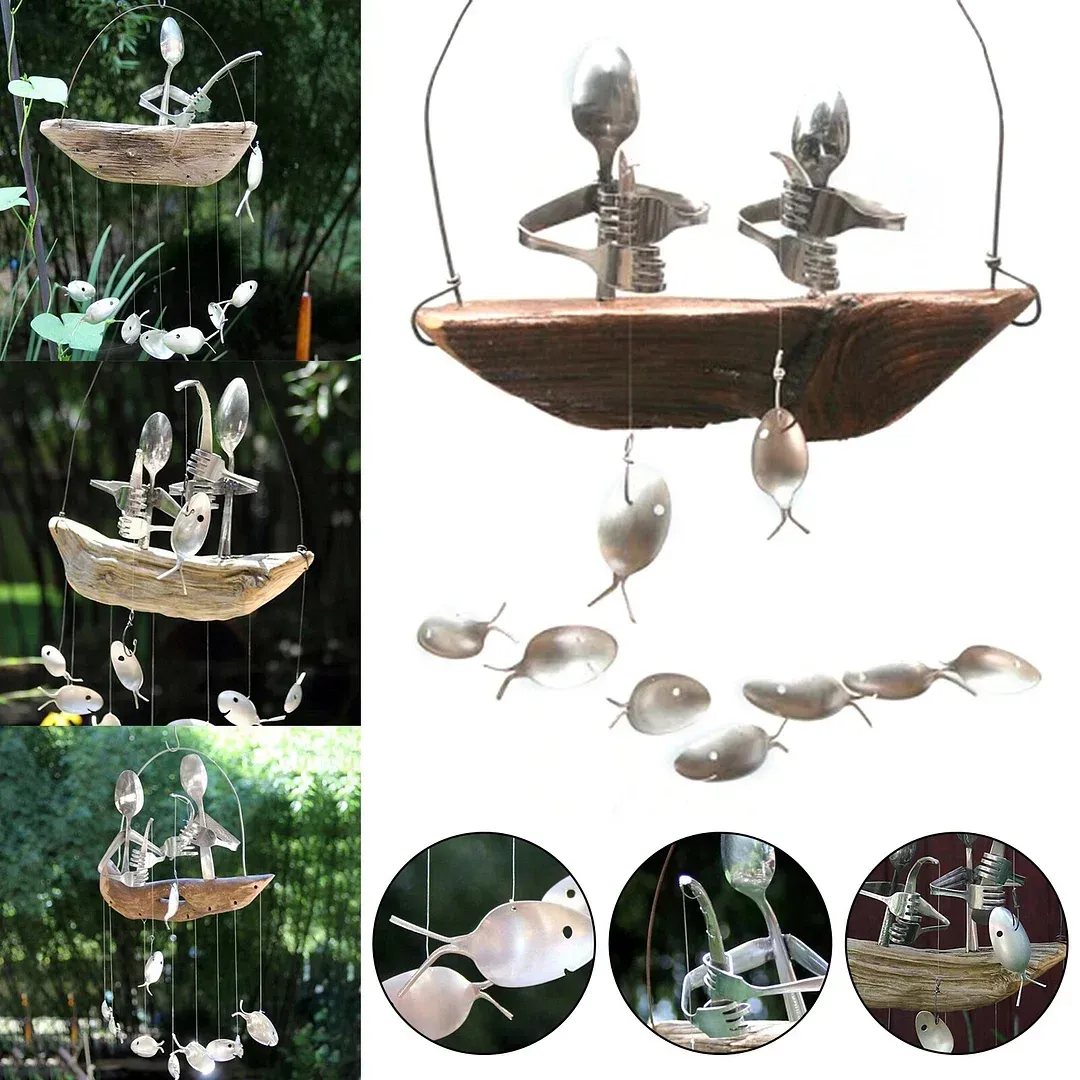 ❤️Handcrafted Fisherman's Spoon Fish Sculpture Wind Chime - Image 4