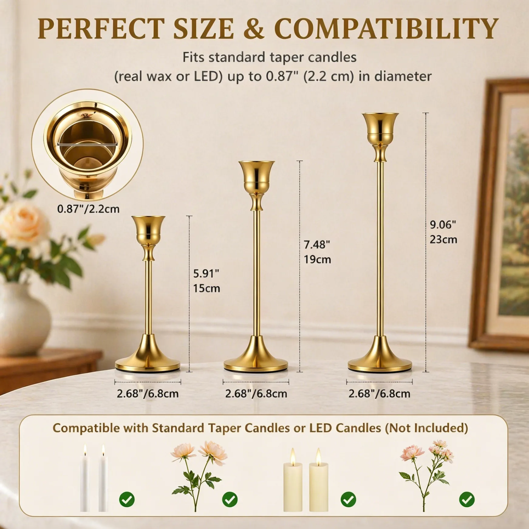 🌷 Gold Bell Candle Holder & Vase Set - Image 9