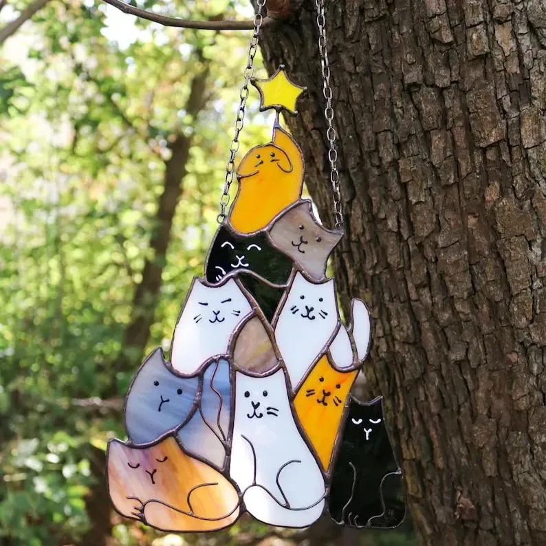 😻Cat Christmas Tree Suncatcher Ornament - Image 2