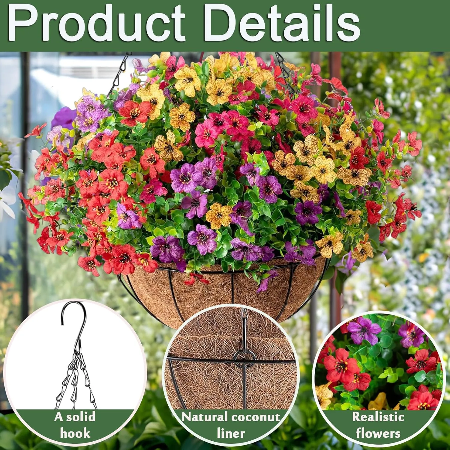 FREE SHIPPING!🔥Simulated Hanging Flower Basket 🌸No Watering💧. No Wilting. Just Perfect Blooms. - Image 2