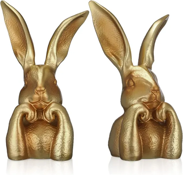 š° Vintage Gold Easter Bunny Figurines - Image 6