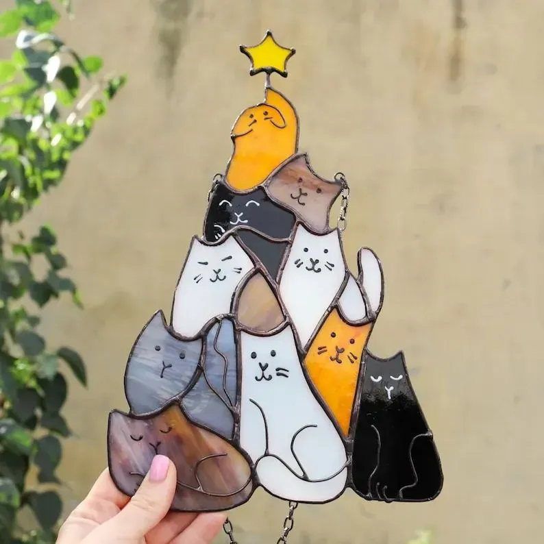 😻Cat Christmas Tree Suncatcher Ornament - Image 4