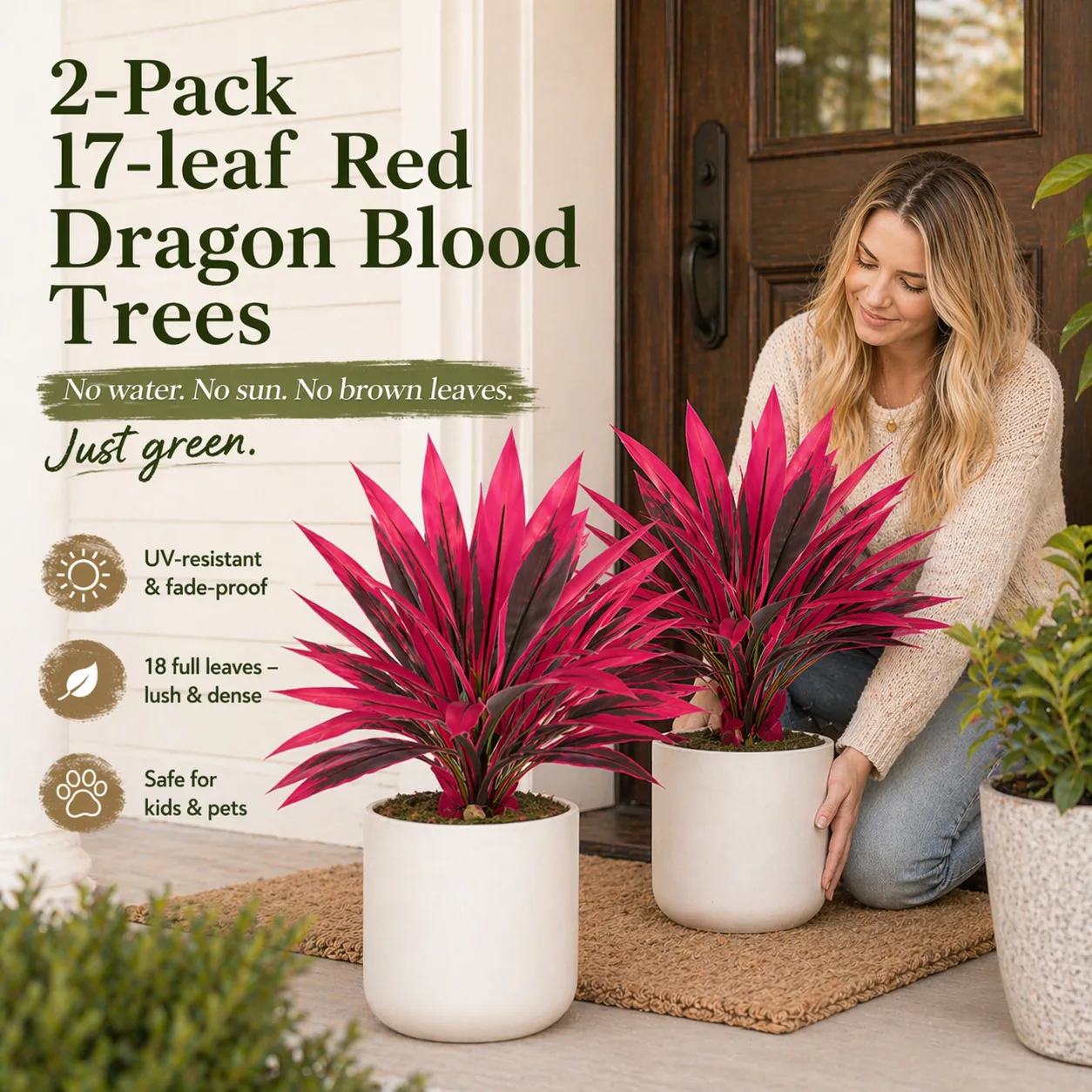 2‑Pack 21.6" Artificial Cordyline Plant