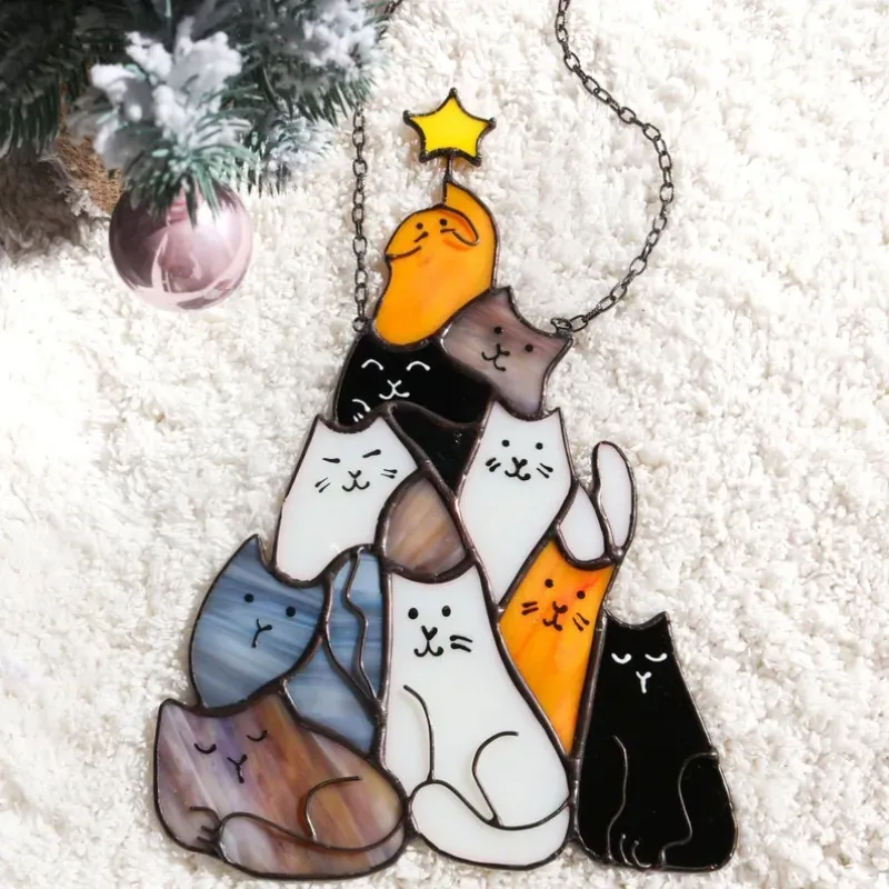 😻Cat Christmas Tree Suncatcher Ornament - Image 5