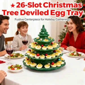 🎄 4-Tier Christmas Tree Shaped Deviled Egg Tray – Holds 26 Slots,Stackable  Serving Platter 🎄