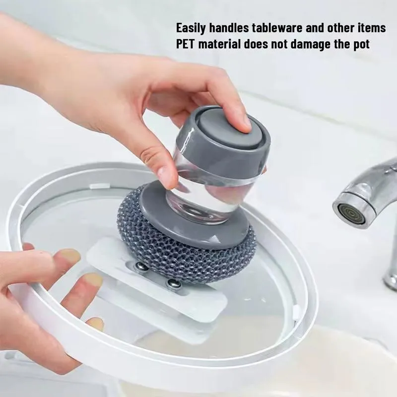 💖-Automatic Liquid Filling Good Handle Soap Dispense Palm Kitchen Brush for Bowl Sink Cleaning Pot Comfortable - Image 4