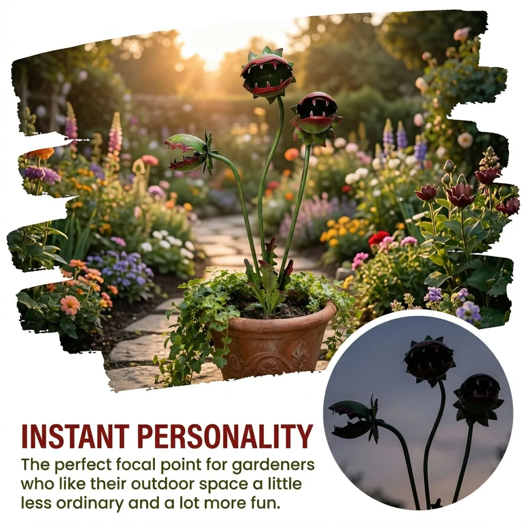 Whimsical Metal Venus Flytrap Garden Stake – Handcrafted Outdoor Carnivorous Plant Decor – Unique Gardening Gift - Image 4