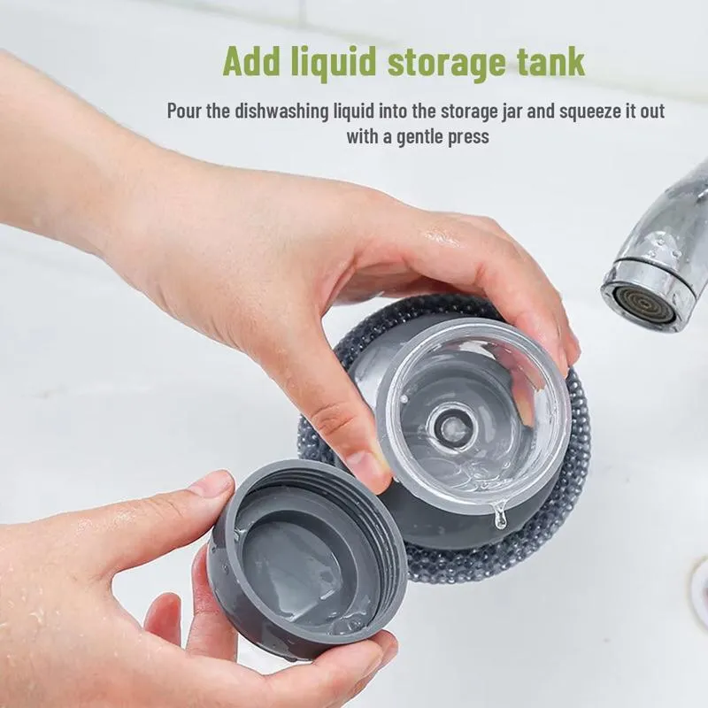 💖-Automatic Liquid Filling Good Handle Soap Dispense Palm Kitchen Brush for Bowl Sink Cleaning Pot Comfortable - Image 3
