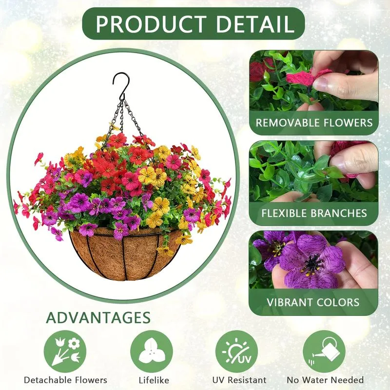 FREE SHIPPING!🔥Simulated Hanging Flower Basket 🌸No Watering💧. No Wilting. Just Perfect Blooms. - Image 8